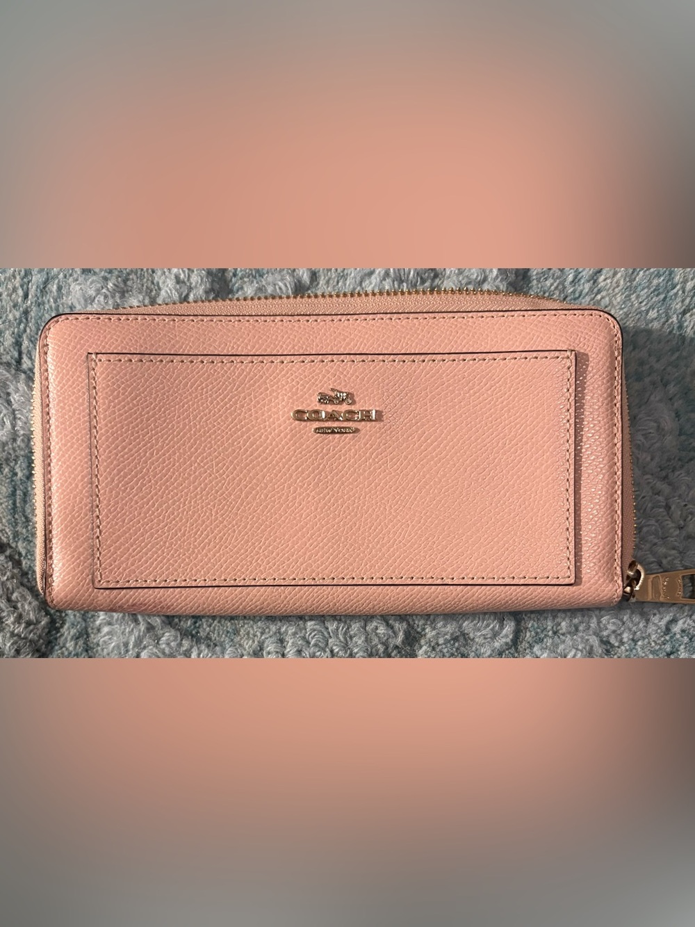 Coach Blush Pink Saffiano Zip Around Wallet